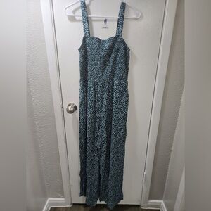 Teal Patterned Jumpsuit